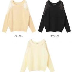 花柄レース切替ざっくりローゲージニットTOPSのサムネイル