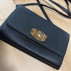 お財布ショルダー 黒 ブラック 長財布 斜めがけ ショルダーバッグのサムネイル