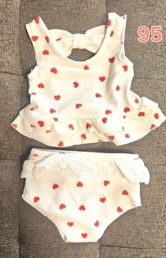 Cottoli コトリ　女の子用 セパレート水着 ハート柄 95cmのサムネイル