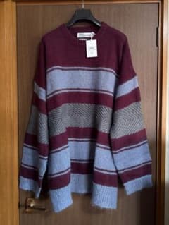 新品48%of DAIRIKU モヘア ボーダー ニット セーター ブルーグレー 