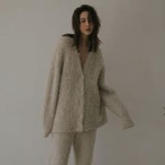 美品・希少✨エトレトウキョウ　シェービングニットカーディガン ベージュ　 F 美品・希少✨エトレトウキョウ シェービングニットカーディガン