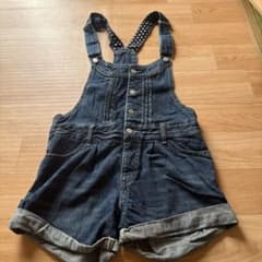 デニム ショートサロペット ドット柄ストラップのサムネイル