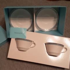 新品未使用ティファニーTIFFANY＆Co.ペアカッププラチナブルーバンドカップのサムネイル