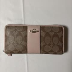 COACH シグネチャー ラウンドファスナー長財布 ピンクのサムネイル