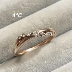 「4℃」 웨이브 라인 링 블루 다이어