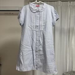 ライトブルー 半袖 ひざ丈ワンピースのサムネイル