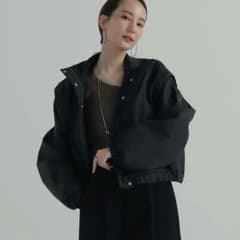 louren stand collar short jacket navy - メルカリ