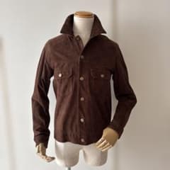 チンクアンタ／トラッカージャケット／ゴートレザー／ブラウン／48