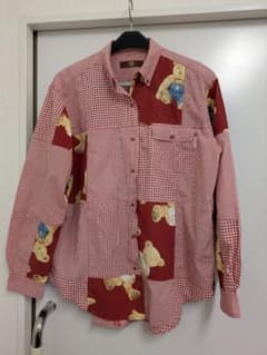 値下げ！PINK HOUSE 長袖シャツ クマプリント パッチワークヴィンテージのサムネイル