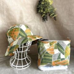 紬　帽子フラットハット　ショルダーバック　2点セット　ハンドメイド　K-70