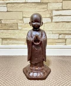 友沢正彦作 ブロンズ製地蔵菩薩像 友沢正彦 ブロンズ 「祈り」 地蔵菩薩立像 地蔵尊 仏像 彫刻 : 手作り