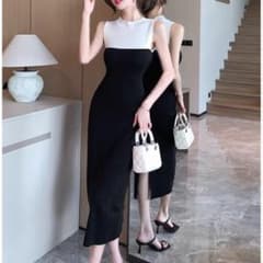フランス製⭐︎スリット×スリムフィットワンピース 女子会デートに最適♪のサムネイル