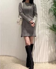 SNIDEL スナイデル ボーダー柄 ニットワンピース 長袖 フレアのサムネイル