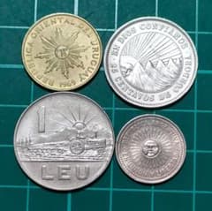 太陽 外国コイン 硬貨 貨幣古銭 アルゼンチン ニカラグア ウルグアイ