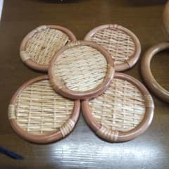 籐製 コースター 　茶托　5枚セットのサムネイル