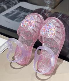 (試し履きのみ) キッズサンダル　プリンセス　キラキラ　ハートのサムネイル