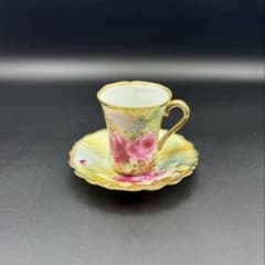 オールドノリタケ メイプルリーフ 薔薇絵 モカカップ＆ソーサー - メルカリ
