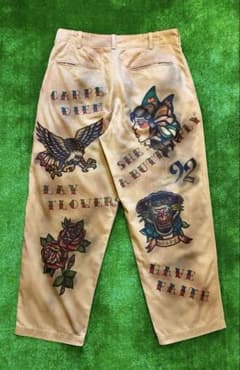 Used カバーオール ハンドペイント アメトラ タトゥー メモリアル リメイク Used アメトラ タトゥー tattoo メモリアル ハンドペイント チノパン