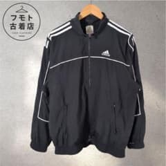 00s adidas ナイロンジャケット L ブラック 3ライン 刺繍ロゴ - メルカリ