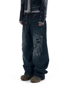 aakam Scratched DenimPants ダメージバギーデニム 1 - メルカリ