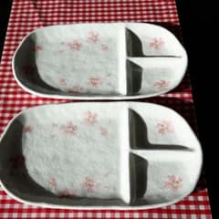 売切sale中～様専用♥桜の仕切りプレート二枚(織部焼)のサムネイル