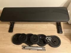 引取限定】トレーニングベンチ ダンベル バーベル セット - メルカリ