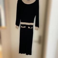 バイカラー ニットワンピース ロング丈のサムネイル