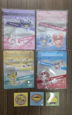 サンリオ ジッパーバッグ 4種コンプリート プリンステッカー おまけセブン限定のサムネイル
