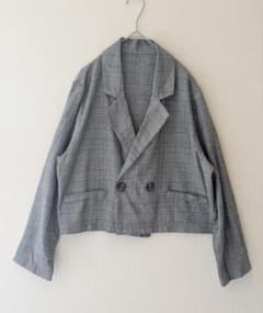 Lutique チェック テーラード ジャケット クロップド丈 M 羽織