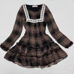アイボリー ノースリーブミニワンピース森ガールy2kフェアリーグランジ 森ガールy2k 00s fairygrungeチェック柄 ミニワンピース 長袖 - メルカリ