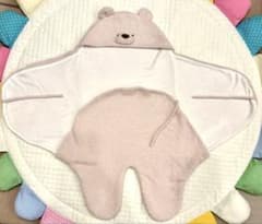 ジェラートピケ ベビー クマ耳 おくるみ ピンクのサムネイル