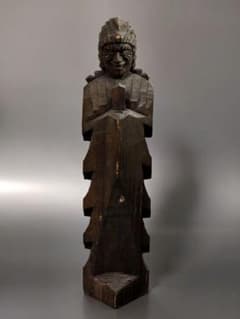 柘植 木彫り 韋駄天像 19cm 仏像 置物 開運 守護 仏教美術 木彫 | Shop