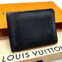 ルイヴィトン ミュルティプル タイガ ブラック 二つ折り財布 レザー
