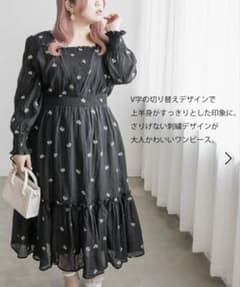 か*読様 CLETTE 花柄刺繍ワンピース チャコール 3Lのサムネイル