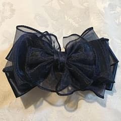 【エリック様専用】リボンバレッタ【ネイビー】のサムネイル