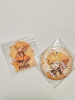 鏡音レン グリッター缶バッジ ステッカー 2点セット グッスマくじのサムネイル