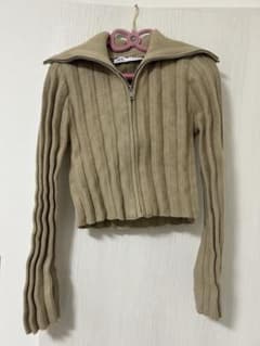 ZARA ザラ ジップアップ リブニット ベージュのサムネイル