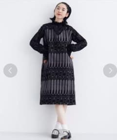 フロッキー柄ワンピース 2978 メルロープリュス メルロー レース ブラックのサムネイル