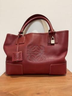 LOEWE ロエベ アナグラム レザー ハンドバッグ レッドのサムネイル