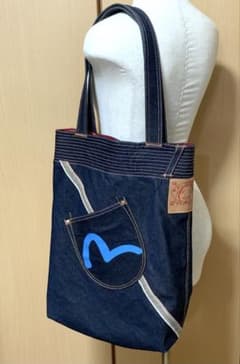 エヴィス EVISU デニムトートバッグ 青いロゴ付き エヴィス EVISU デニムトートバッグ 青いロゴ付き - メルカリ