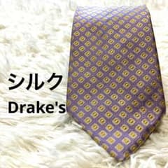 【美品】ドレイクス ネクタイ 高級シルク100% イングランド製 パープル 総柄のサムネイル