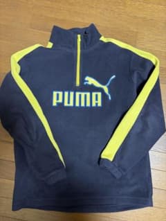 PUMA ハーフジップ フリースジャケット ネイビー×イエローのサムネイル