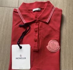 超美品★正規モンクレール MONCLER 半袖ポロシャツ XL レッド MONCLER ポロシャツ 半袖 レッド ワンポイント刺繍ロゴ入り