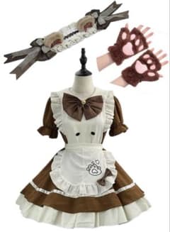 メイド服 クマ ブラウン 3点セット Mサイズ