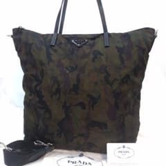 【極美品】プラダ トートバッグ 2way レザー×ナイロン A4 迷彩 ギャラ付 極美品】プラダ トートバッグ 2way レザー×ナイロン A4 迷彩 ギャラ付