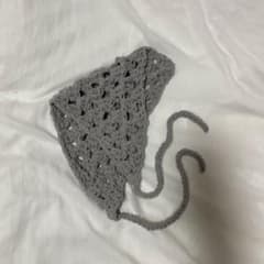 ハンドメイド バブーシュカ 帽子 ヘッドドレスボンネット つけ襟 グレー - 4