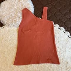 GU アシンメトリー ノースリーブ リブニット オレンジ Mのサムネイル