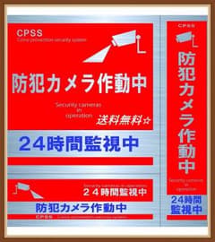 ☆セキュリティーステッカー 屋内外両用 赤 防犯カメラバージョン 色褪せしにくいのサムネイル