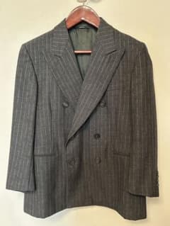 HERMES グレー ストライプ ダブルブレスト テーラードジャケット 