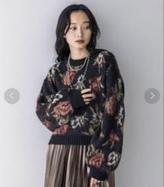 JEANASIS フラワーラメフェザープルオーバー 花柄 ニット セーターのサムネイル